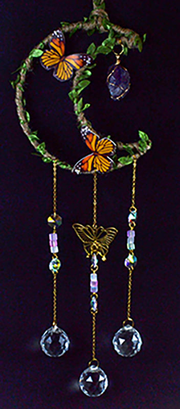 21" Amethyst Moon W Butterfly sun catcher